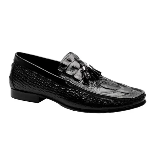 ASD20609BK-1-1.webp Augher Crocodile Embossed Tassel Loafer Shoe