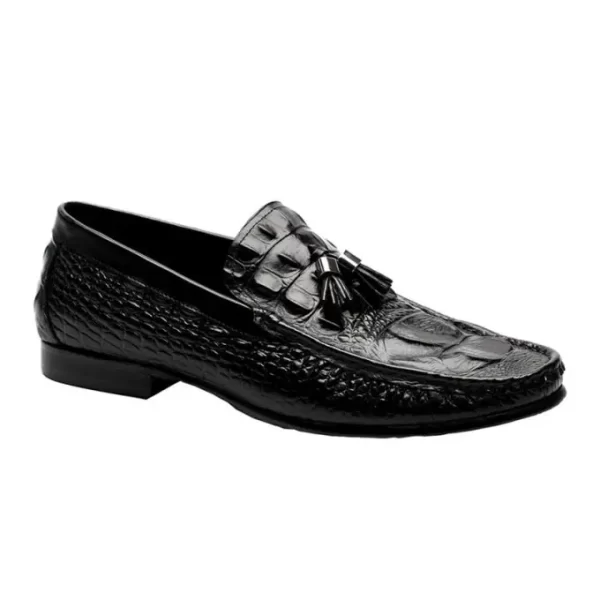 ASD20609BK-1-1.webp Augher Crocodile Embossed Tassel Loafer Shoe