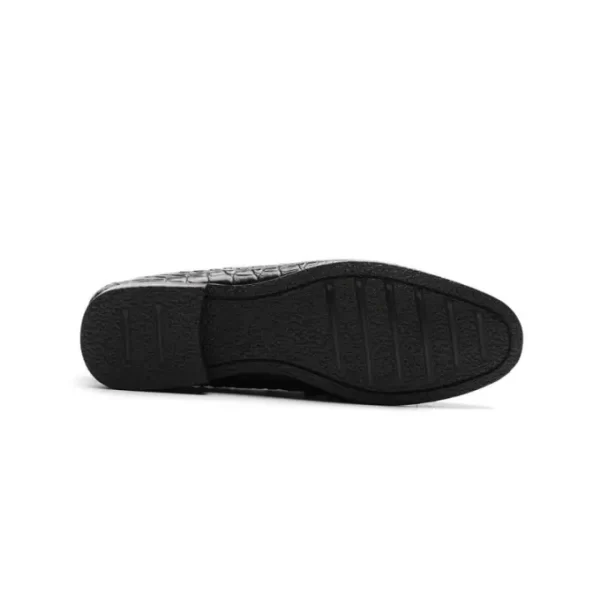 ASD20609BK-4-1.webp Augher Crocodile Embossed Tassel Loafer Shoe