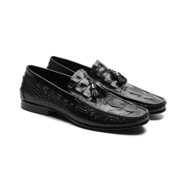 ASD20609BK-5-1.webp Augher Crocodile Embossed Tassel Loafer Shoe