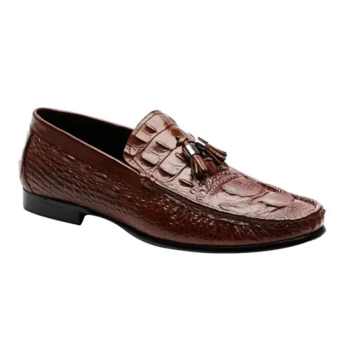 ASD20609BR-1-1.webp Augher Crocodile Embossed Tassel Loafer Shoe
