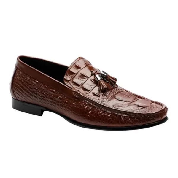 ASD20609BR-1-1.webp Augher Crocodile Embossed Tassel Loafer Shoe